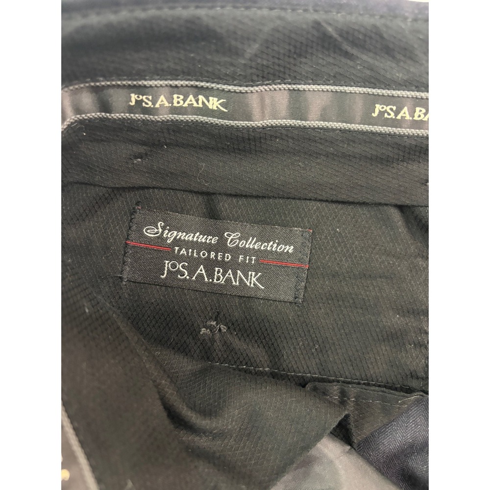 Jos A Bank 34x30 Navy Blue Herringbone Wool Dress Suit Pants Trouser Flat Front - Picture 8 of 9